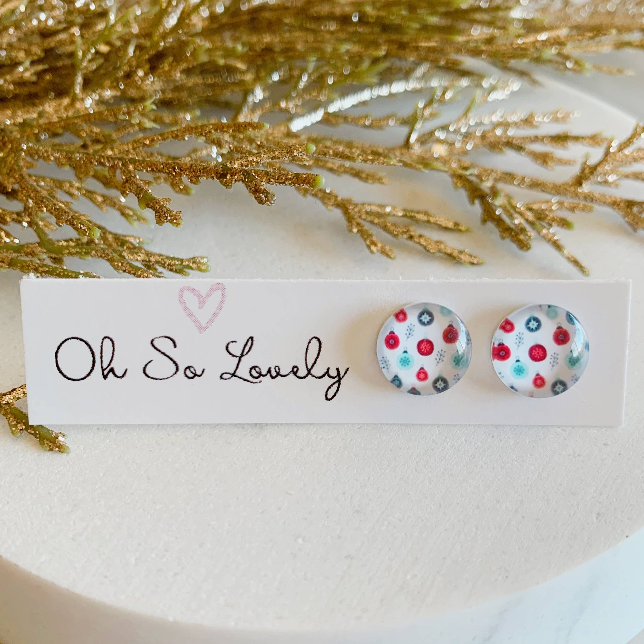Christmas ornament stud earrings