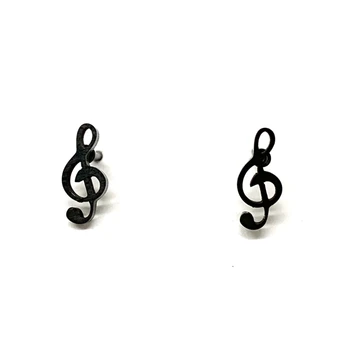 Music Note - Black Earrings