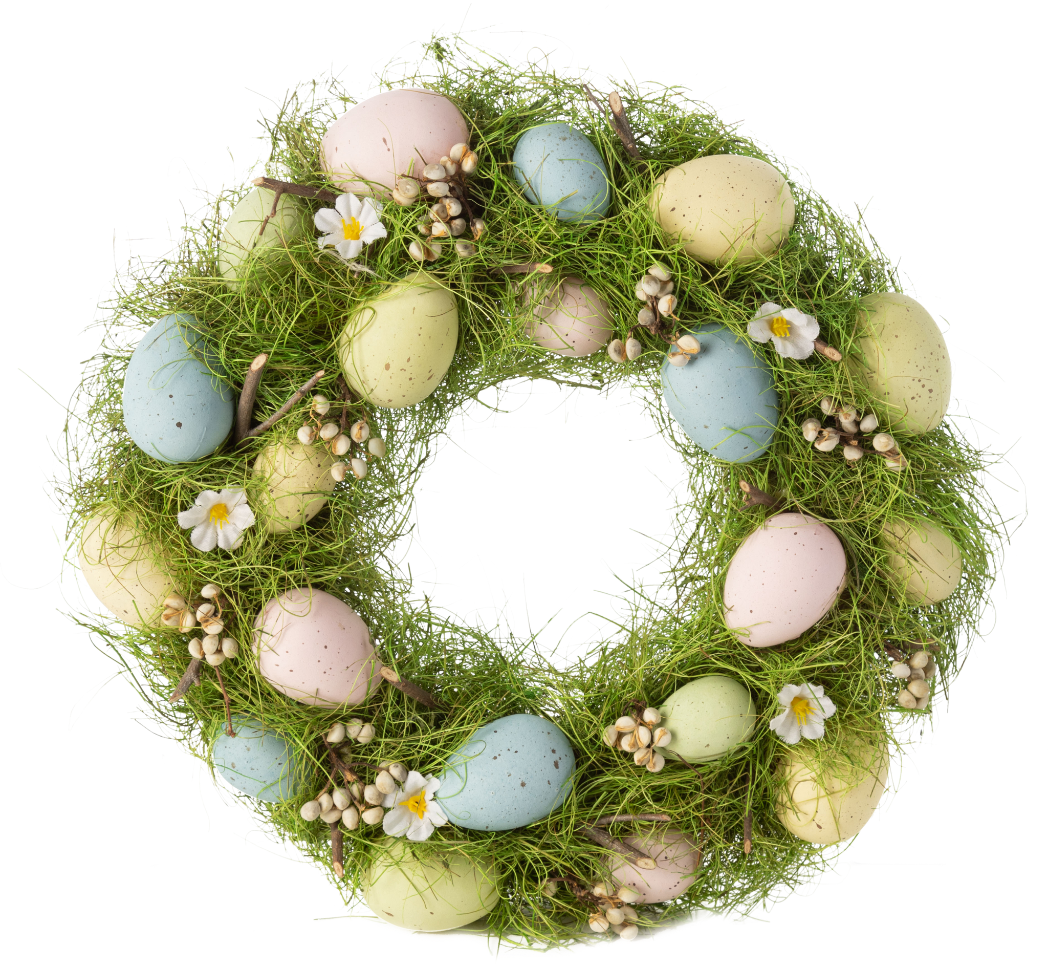 Pastel egg on tinted grass wreath 14 in - A64096