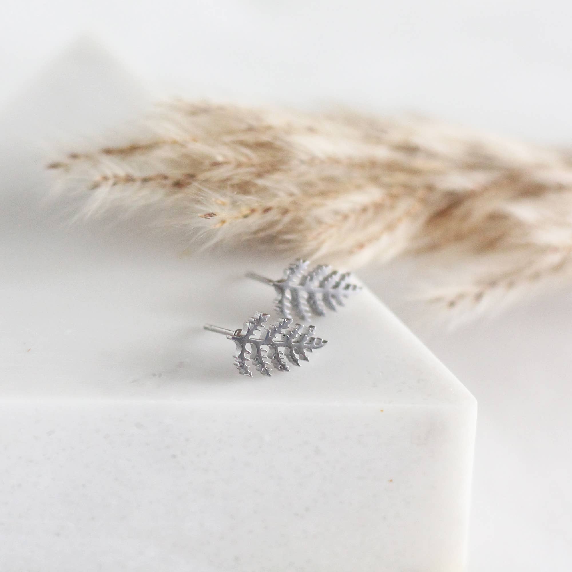 Mini Fern Earrings (Silver)