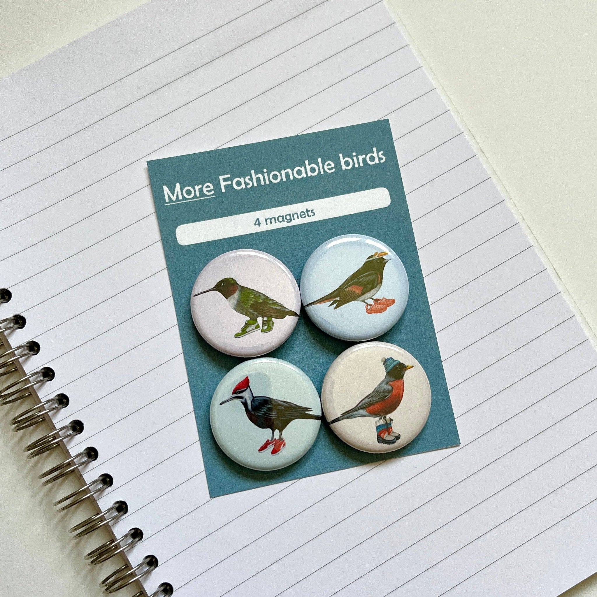 More Fashionable Birds Fridge Magnets (set of 4)